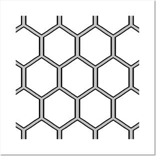 Honeycomb Geometric black on white Posters and Art